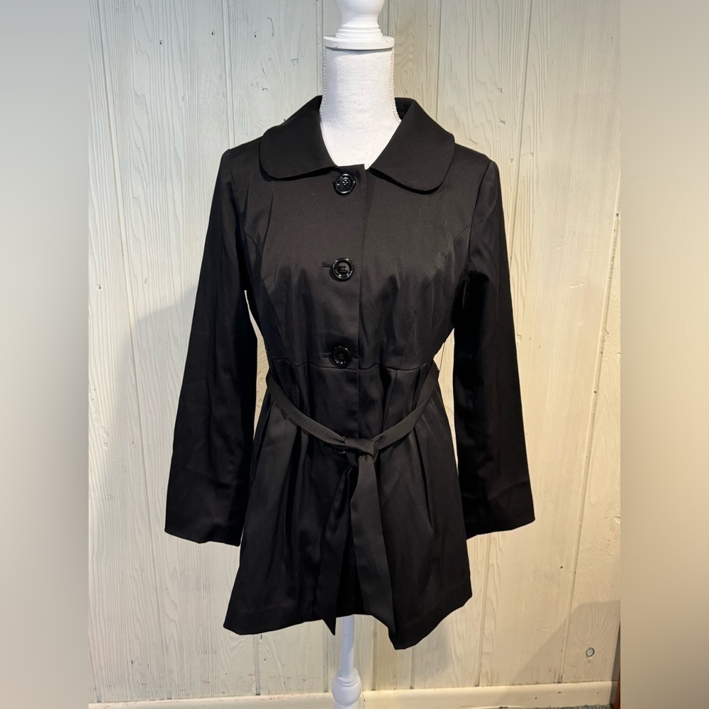 Cynthia Rowley Black Button Down Rain Coat, Size Small